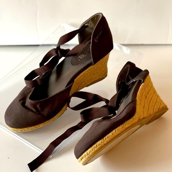 Cover Girl Brown Wedge Sandals Platform Heels Strappy Lace Up Shoes, 7.5 - Picture 6 of 8